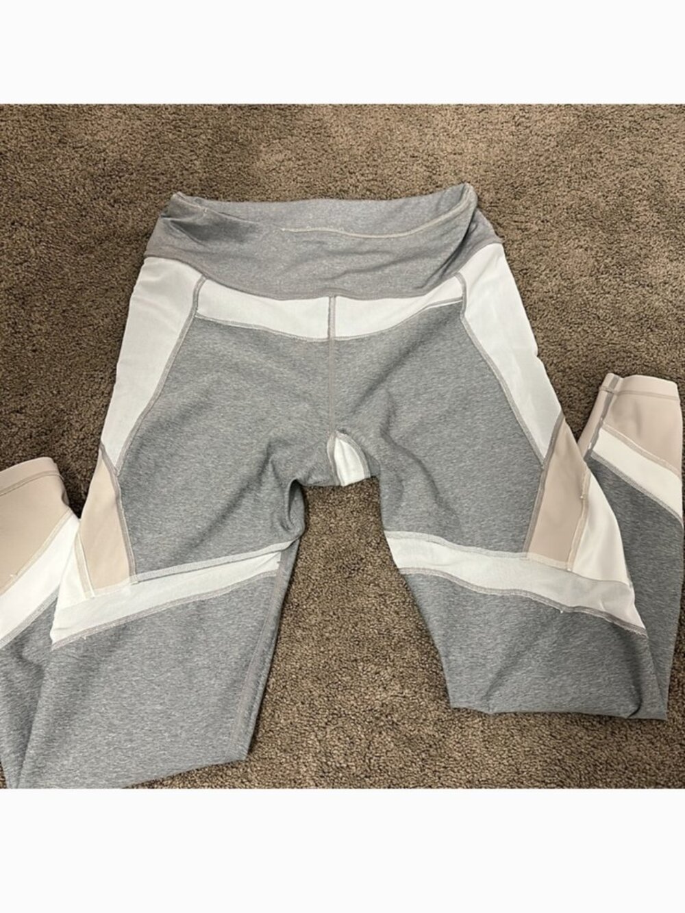 Calvin Klein Performance Moisture-Wicking Colorblock Leggings - Grey/Tan/White - Picture 13 of 14